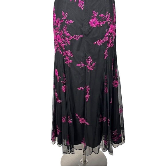 VINTAGE Y2K CACHE BEADED HOCO PROM STRAPLESS HOT PINK BLACK DRESS FORMAL GOWN - Picture 9 of 15